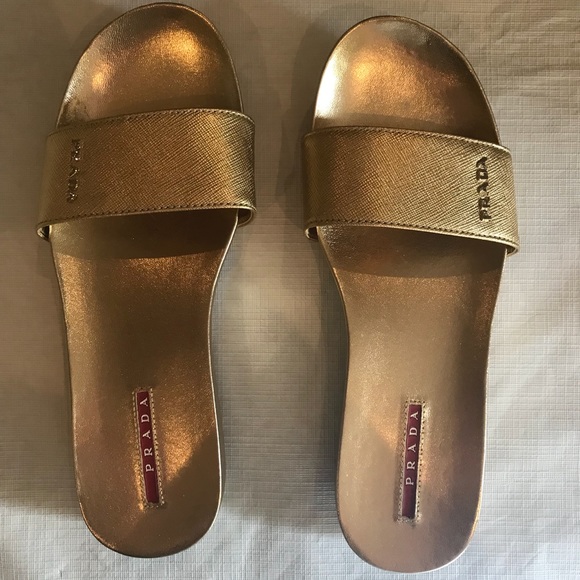 GOLD PRADA SLIDES - Picture 2 of 7
